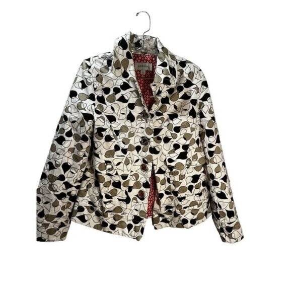 Merona Printed Jacket Grommet Buttons Lined Small‎ - Picture 1 of 6